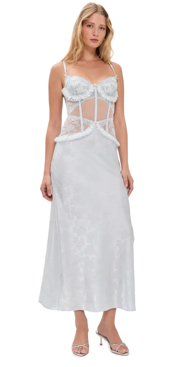 For Love & Lemons Maribel Maxi Slip Dress Blue | Image 1 For Love & Lemons Maribel Maxi Slip Dress Blue | Image 1