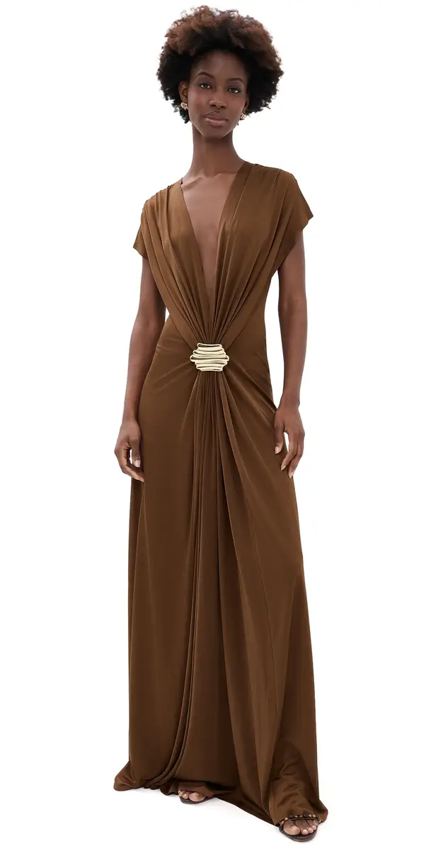 Alexis Lunaria Long Dress Mocha | Image 1 Alexis Lunaria Long Dress Mocha | Image 1
