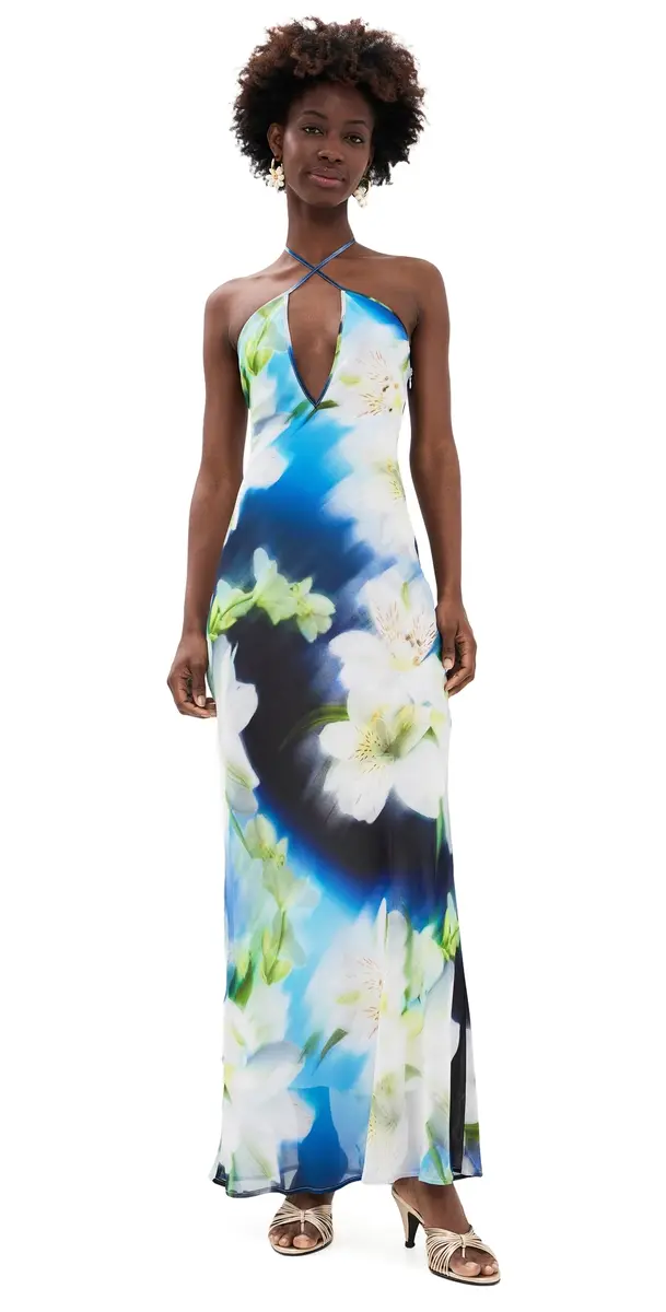 Runaway the Label irae Cross Front Maxi Dress Water Lily Blue | Image 1 Runaway the Label irae Cross Front Maxi Dress Water Lily Blue | Image 1