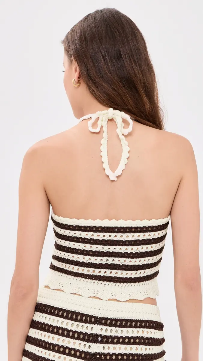 Madewell x Shopbop Pointelle-Knit Halter Top Brown And Stripe | Thumbnail 3 Madewell x Shopbop Pointelle-Knit Halter Top Brown And Stripe | Thumbnail 3