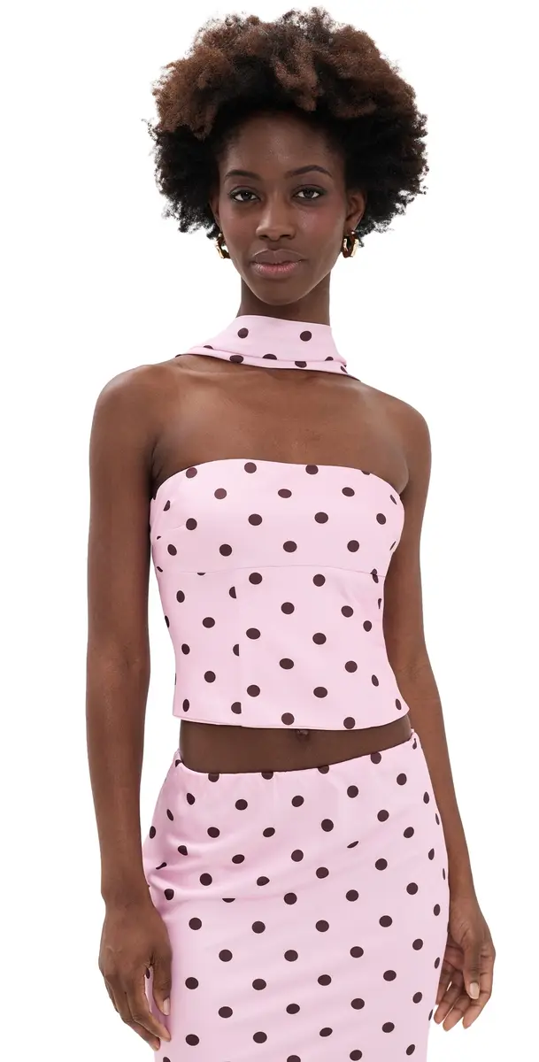 Runaway The Label Blaine Reverse Halter Top usk/Choc Polka | Image 1 Runaway The Label Blaine Reverse Halter Top usk/Choc Polka | Image 1