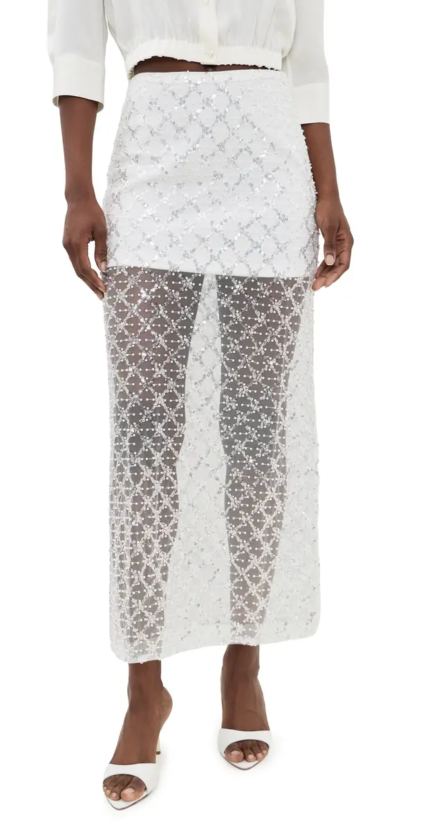 endless rose Embellished esh Maxi Skirt White | Image 1 endless rose Embellished esh Maxi Skirt White | Image 1