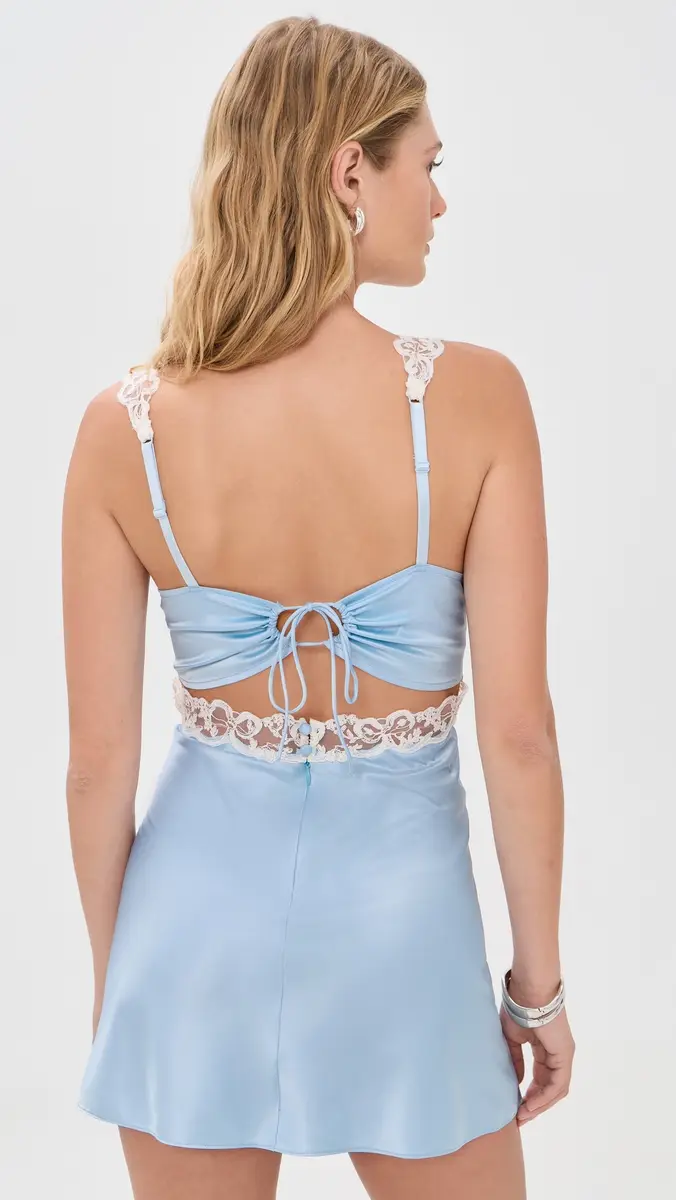 For Love & Lemons Mermaid Slip Dress Blue White S | Thumbnail 3 For Love & Lemons Mermaid Slip Dress Blue White S | Thumbnail 3