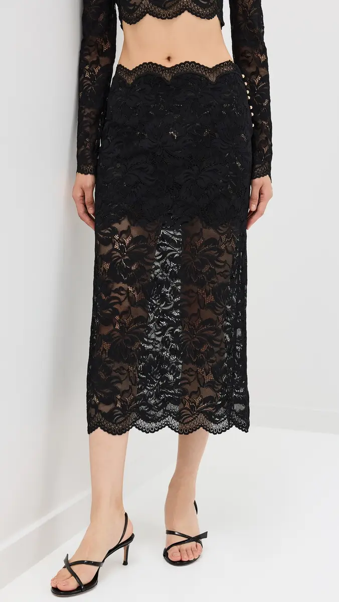 Rabanne Midi Skirt In Lace Black | Thumbnail 2 Rabanne Midi Skirt In Lace Black | Thumbnail 2
