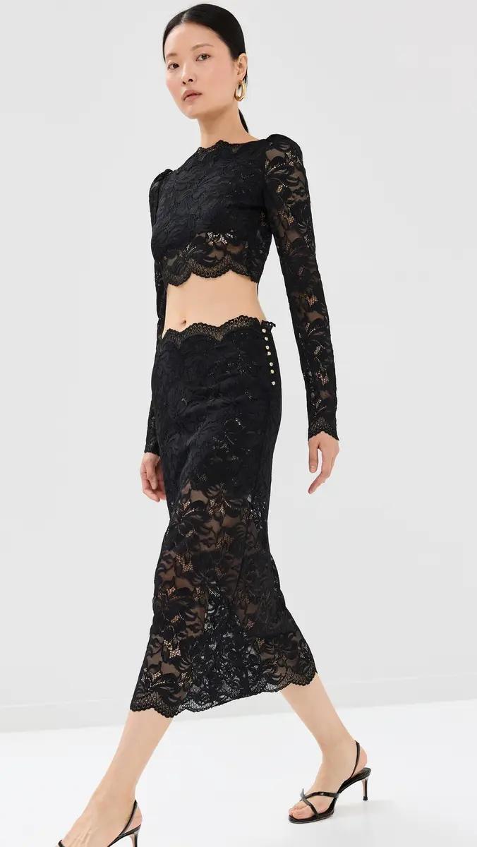 Rabanne Midi Skirt In Lace Black | Thumbnail 5 Rabanne Midi Skirt In Lace Black | Thumbnail 5