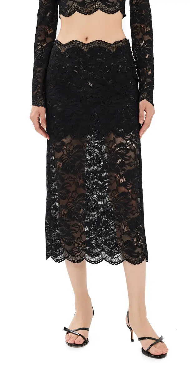 Rabanne Midi Skirt In Lace Black 42 | Image 1 Rabanne Midi Skirt In Lace Black 42 | Image 1