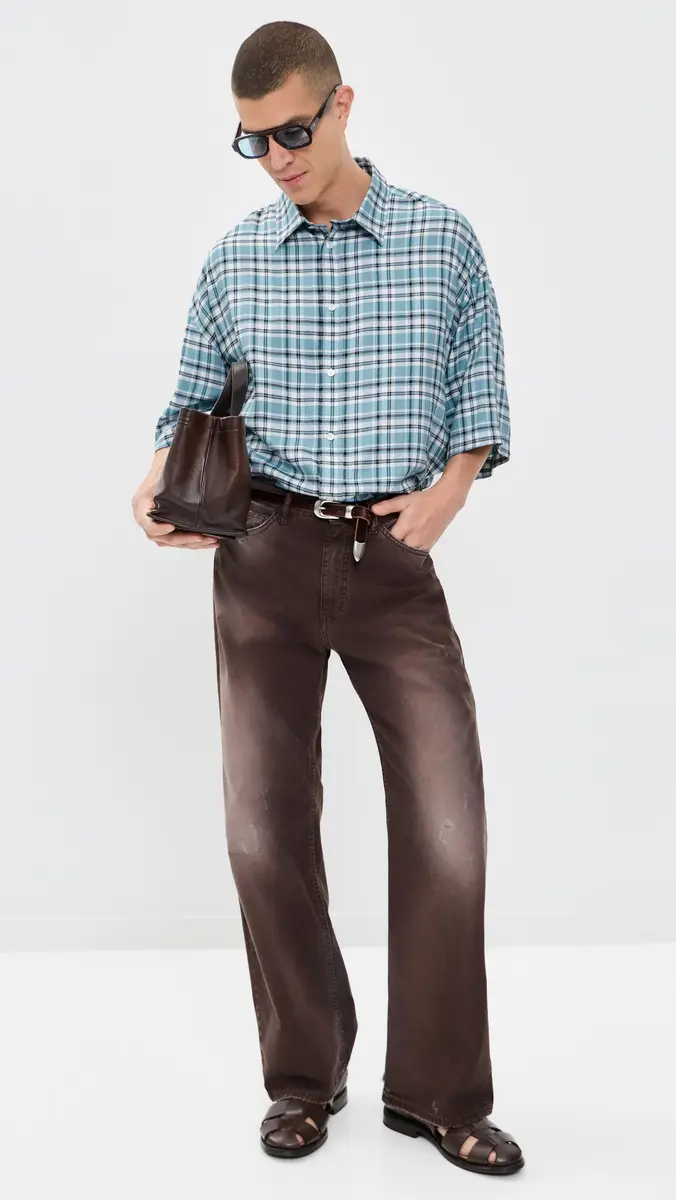 Acne Studios Setar Fluid Check Flannel Shirt | Thumbnail 5