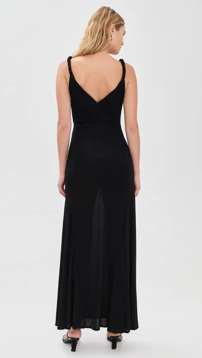 Alice + Olivia Bianca Twist Strap Asymmetrical Godet Midi Dress | Thumbnail 3