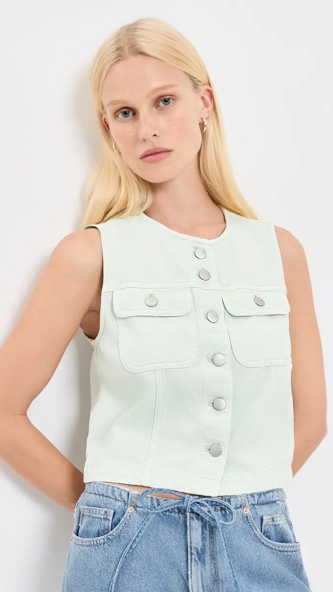 Madewell x Shopbop Airy Denim Crop Vest toried ea | Thumbnail 2