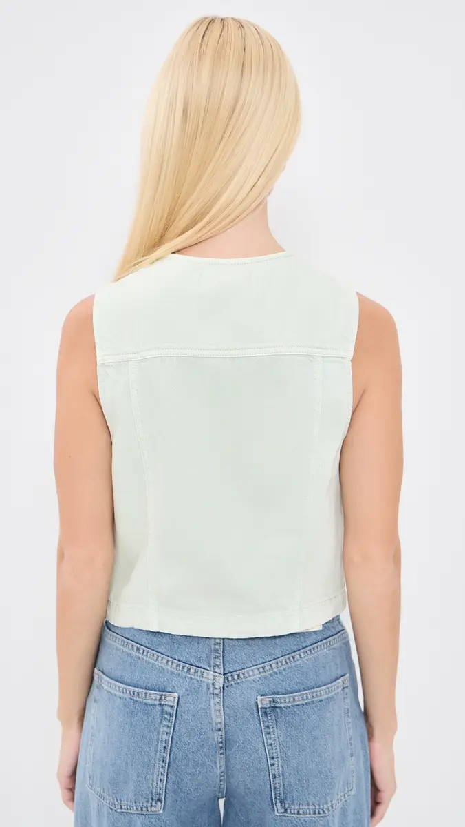 Madewell x Shopbop Airy Denim Crop Vest toried ea | Thumbnail 3