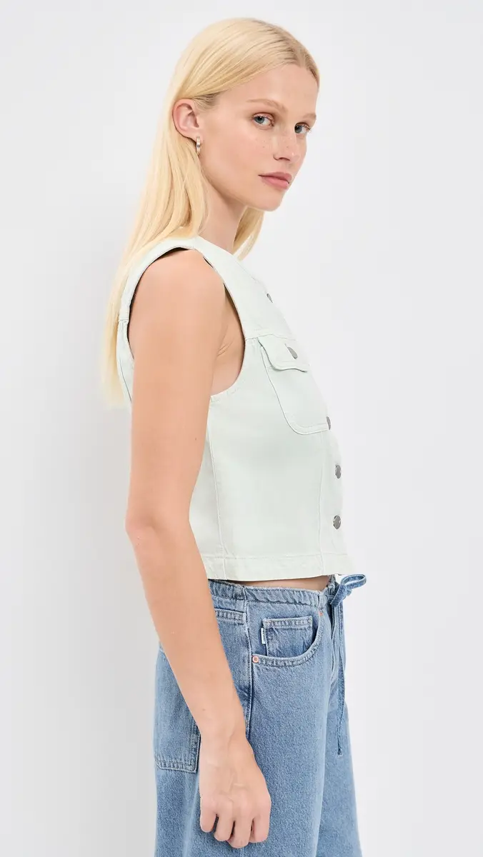 Madewell x Shopbop Airy Denim Crop Vest toried ea | Thumbnail 4