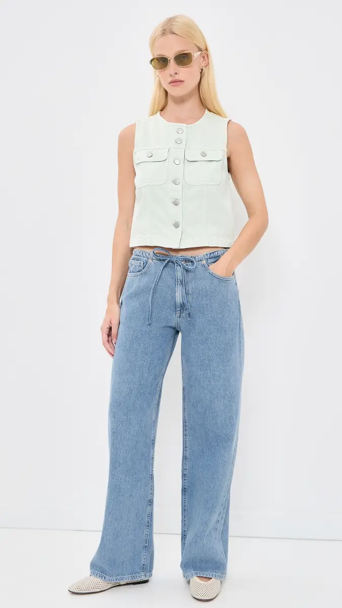 Madewell x Shopbop Airy Denim Crop Vest toried ea | Thumbnail 5