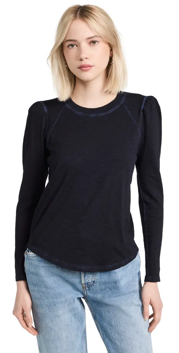 Veronica Beard Jean Mason Baseball Tee Navy | Image 1 Veronica Beard Jean Mason Baseball Tee Navy | Image 1