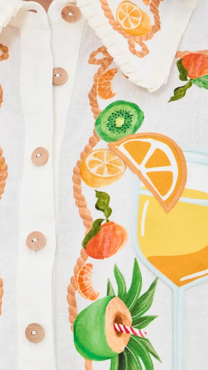 Farm Rio Biricutico Scarf Off-White Short Sleeve Shirt | Thumbnail 6 Farm Rio Biricutico Scarf Off-White Short Sleeve Shirt | Thumbnail 6