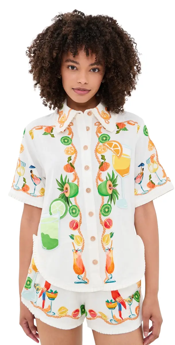 FARM Rio Biricutico carf Off-White Short Sleeve Shirt Biricutico carf Off-White | Image 1 FARM Rio Biricutico carf Off-White Short Sleeve Shirt Biricutico carf Off-White | Image 1