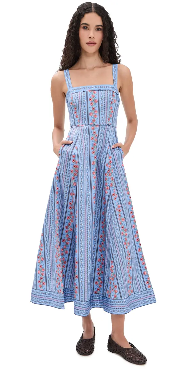 Hill House Home The Ezra Dress Floral Batik Stripe/Blue | Image 1 Hill House Home The Ezra Dress Floral Batik Stripe/Blue | Image 1