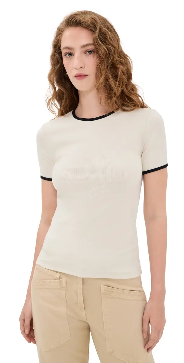 La Ligne Ringer e'Rib Tee Cream/Black | Image 1 La Ligne Ringer e'Rib Tee Cream/Black | Image 1