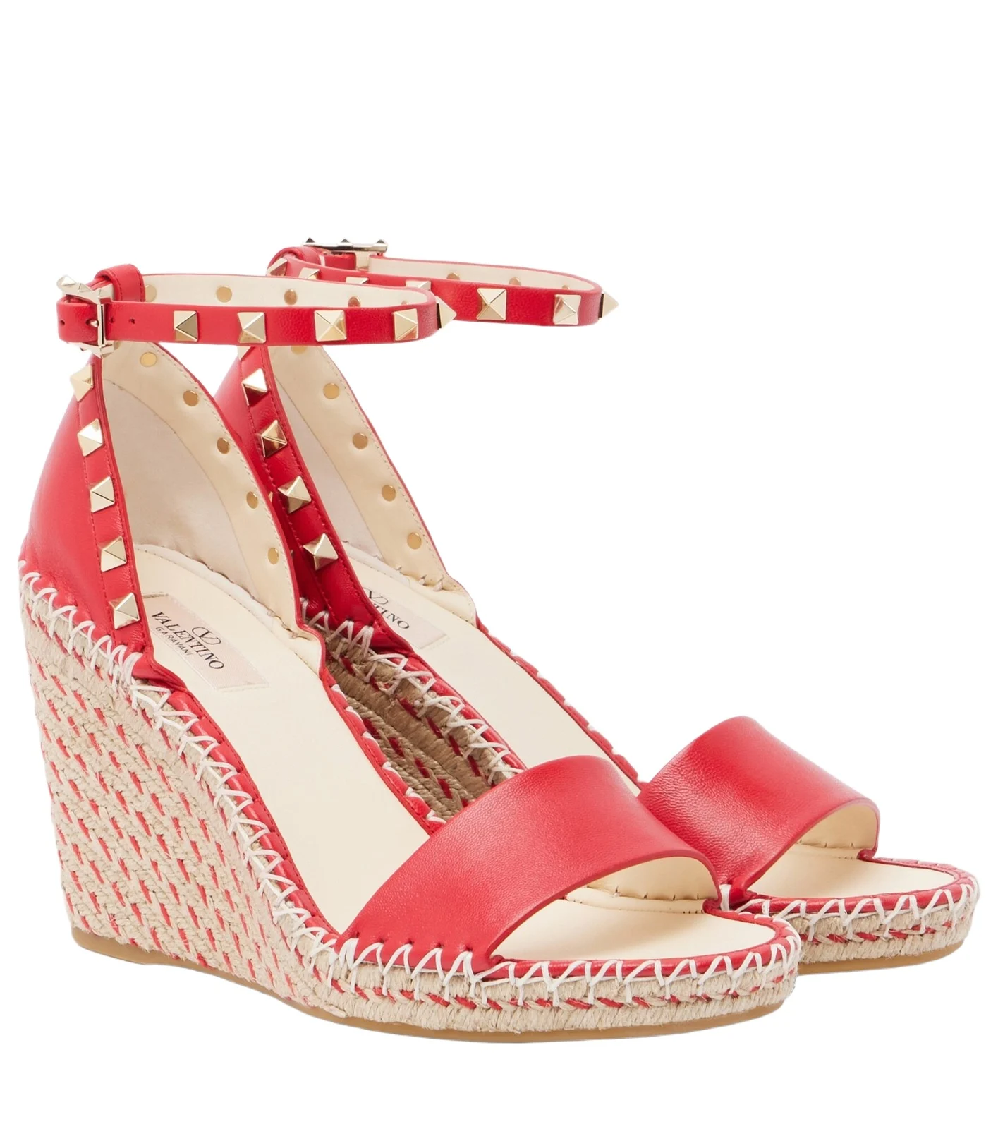 Double Rockstud leather espadrille wedges Double Rockstud leather espadrille wedges