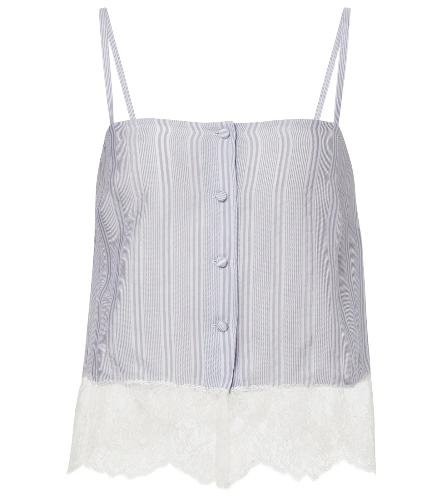 Lace-trimmed striped silk camisole Lace-trimmed striped silk camisole