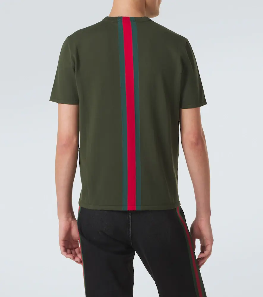 Gucci Web Stripe knitted cotton T-shirt | Thumbnail 2