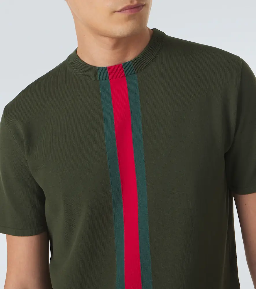 Gucci Web Stripe knitted cotton T-shirt | Thumbnail 3