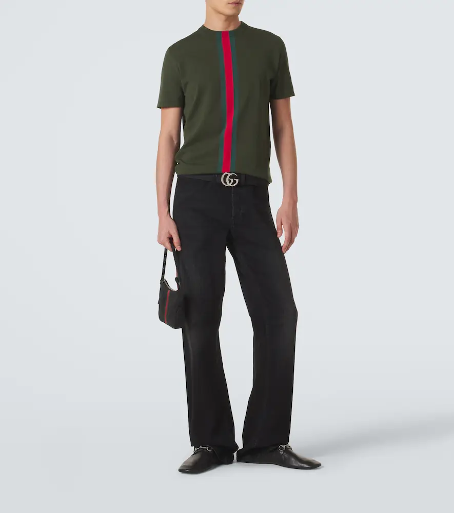 Gucci Web Stripe knitted cotton T-shirt | Thumbnail 5