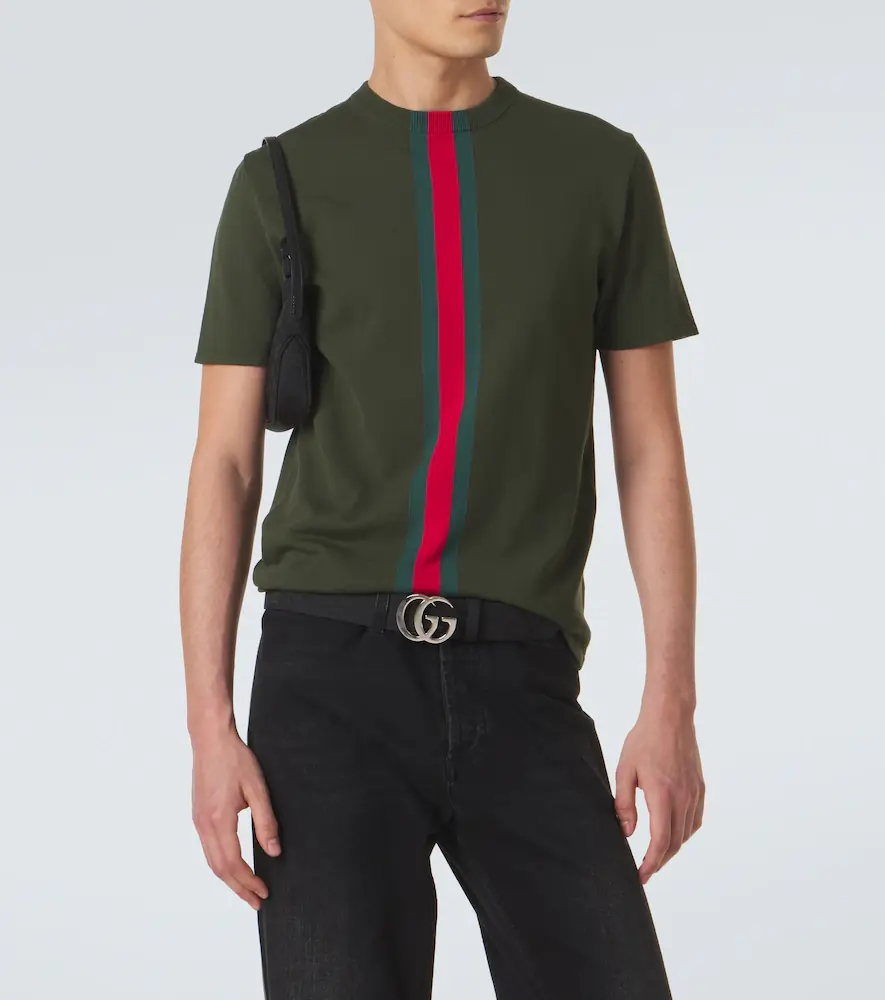 Gucci Web Stripe knitted cotton T-shirt | Thumbnail 6