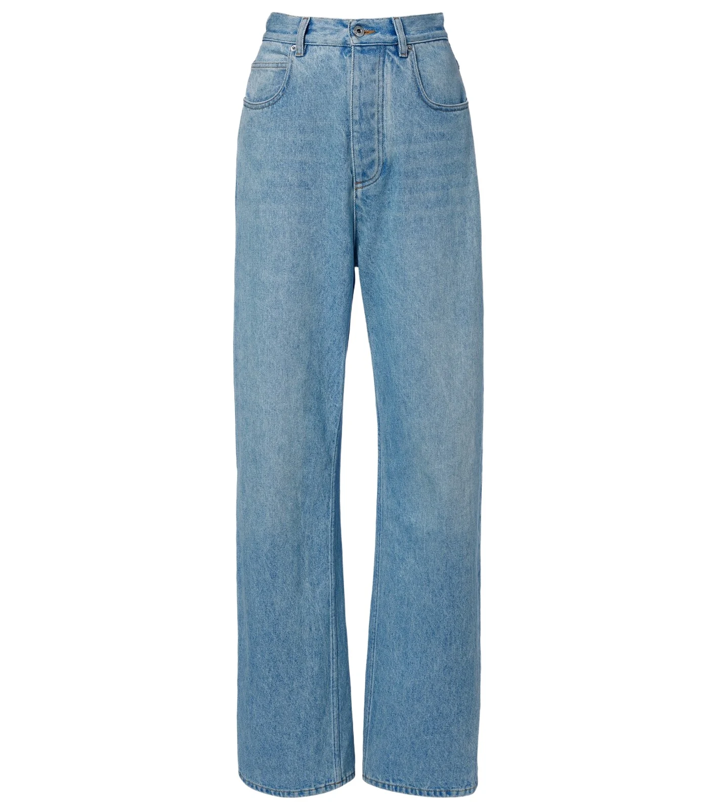 Bottega Veneta Intrecciato leather-trimmed wide-leg jeans