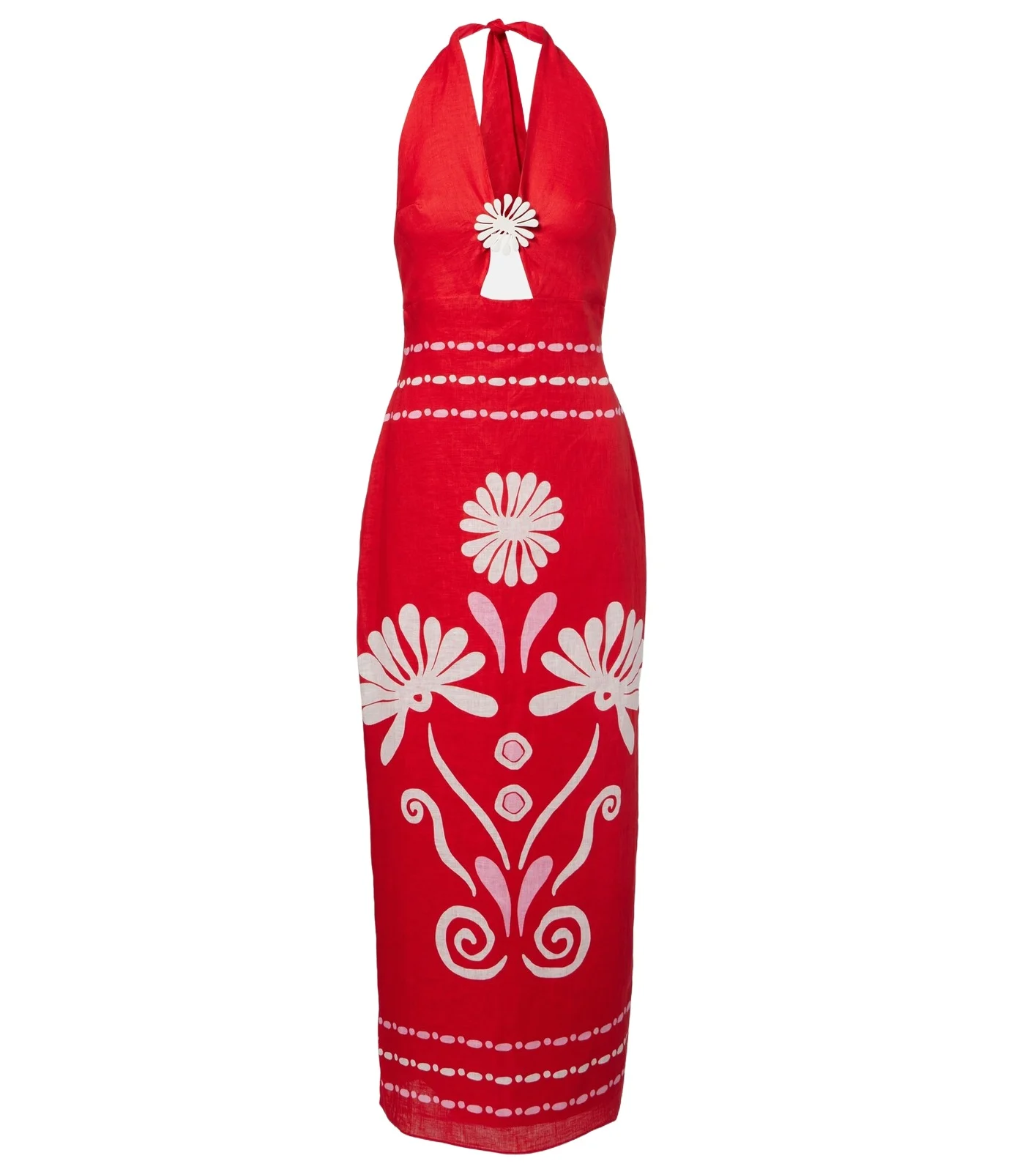 Orly printed halterneck linen midi dress Orly printed halterneck linen midi dress