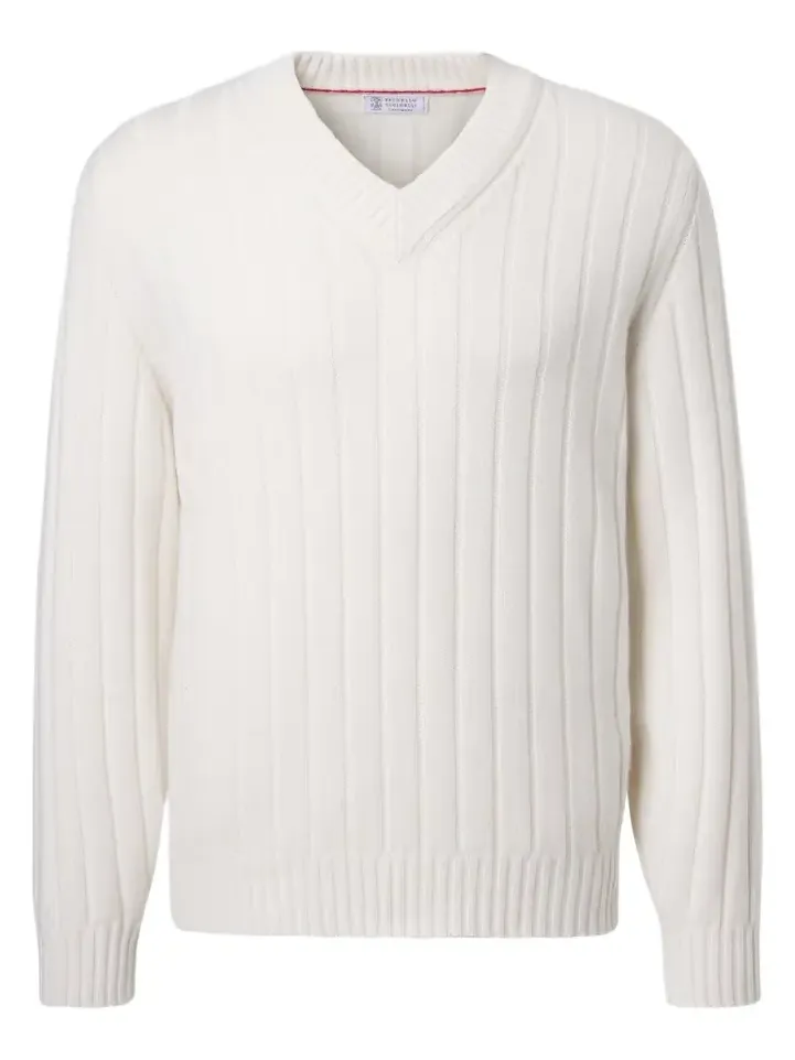 Ribbed-knit cashmere sweater