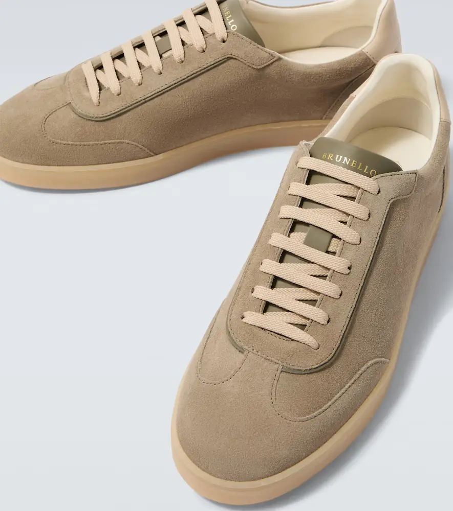 Brunello Cucinelli Leather-trimmed suede sneakers | Thumbnail 4 Brunello Cucinelli Leather-trimmed suede sneakers | Thumbnail 4