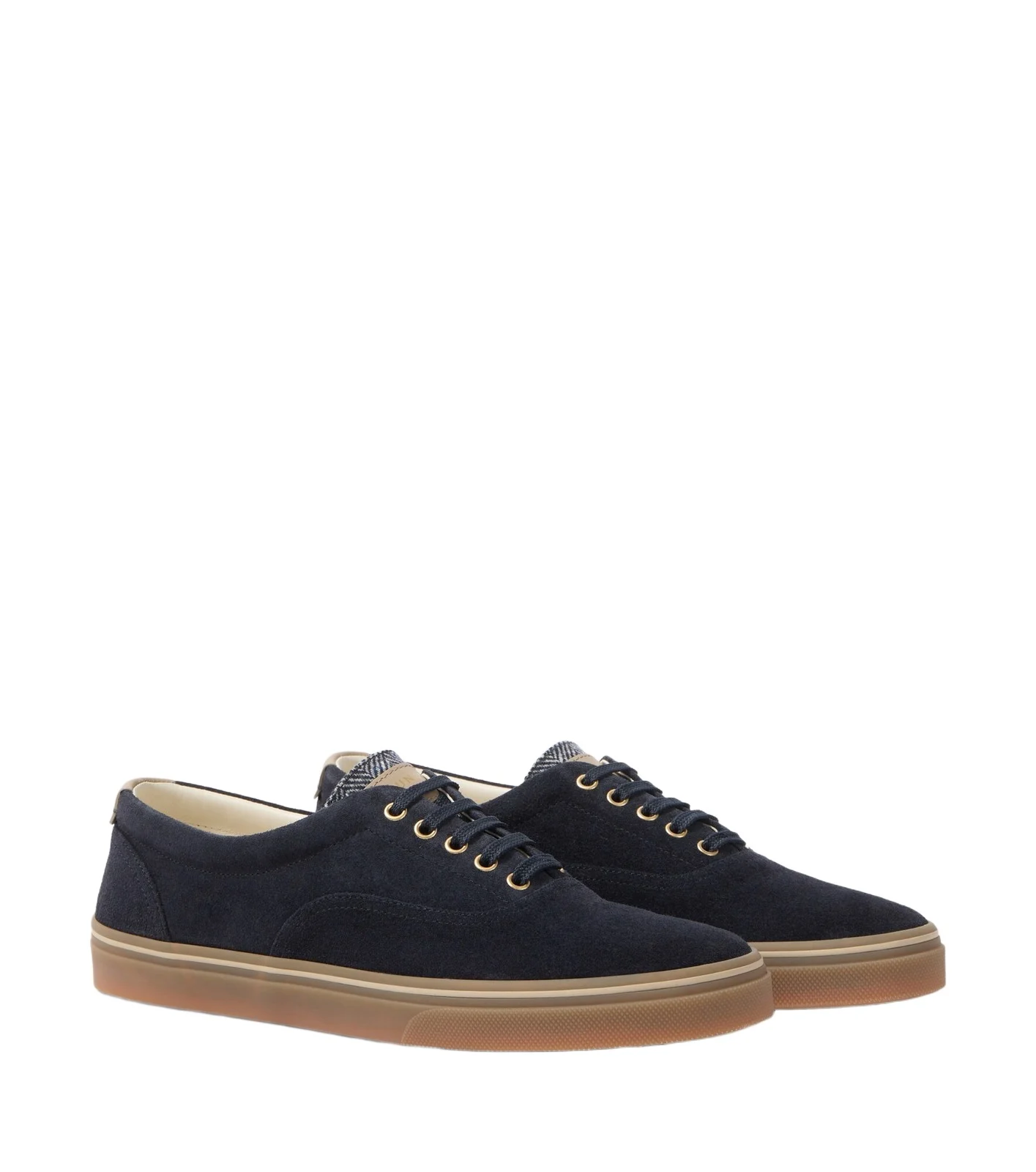 Leather-trimmed suede sneakers