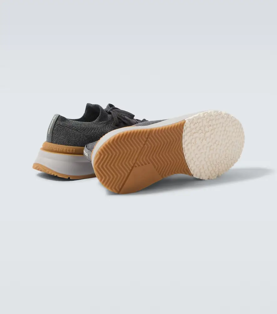 Brunello Cucinelli Leather-trimmed sneakers | Thumbnail 3