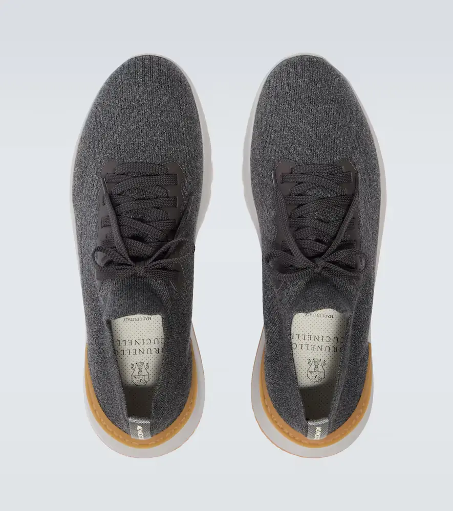 Brunello Cucinelli Leather-trimmed sneakers | Thumbnail 4