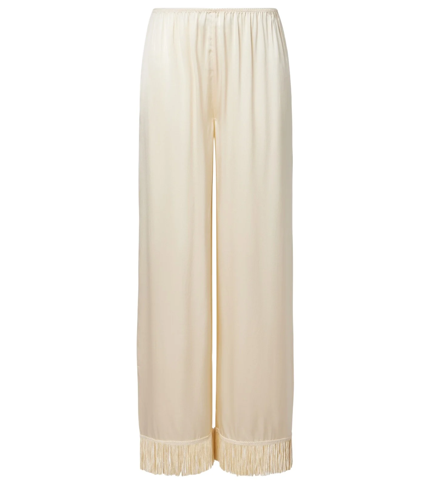 Dôen Lavon fringed silk satin wide-leg pants Dôen Lavon fringed silk satin wide-leg pants