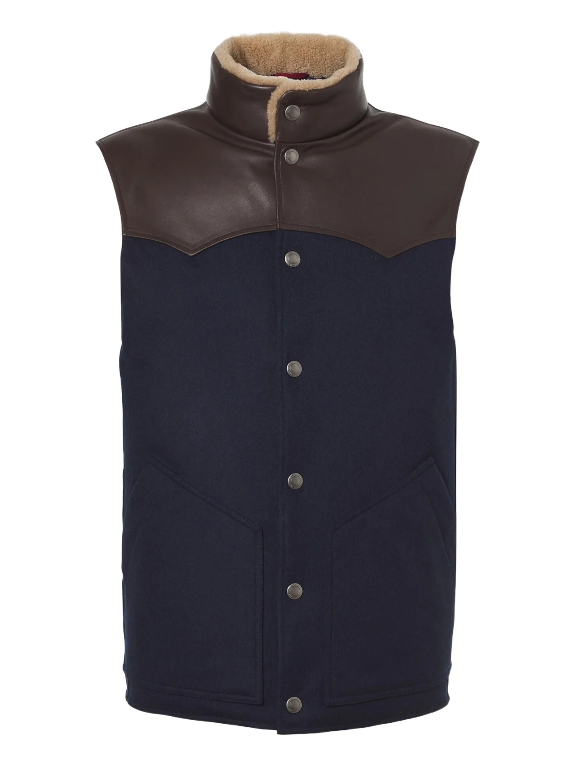 Shearling-trimmed wool vest