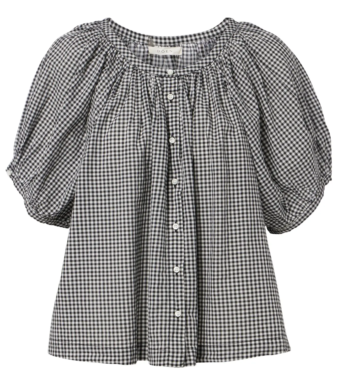 June gingham cotton-blend top June gingham cotton-blend top