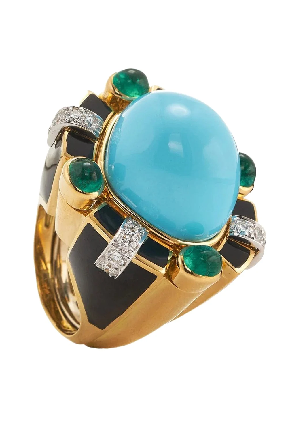 Turquoise Emerald Black Caviar Ring Turquoise Emerald Black Caviar Ring