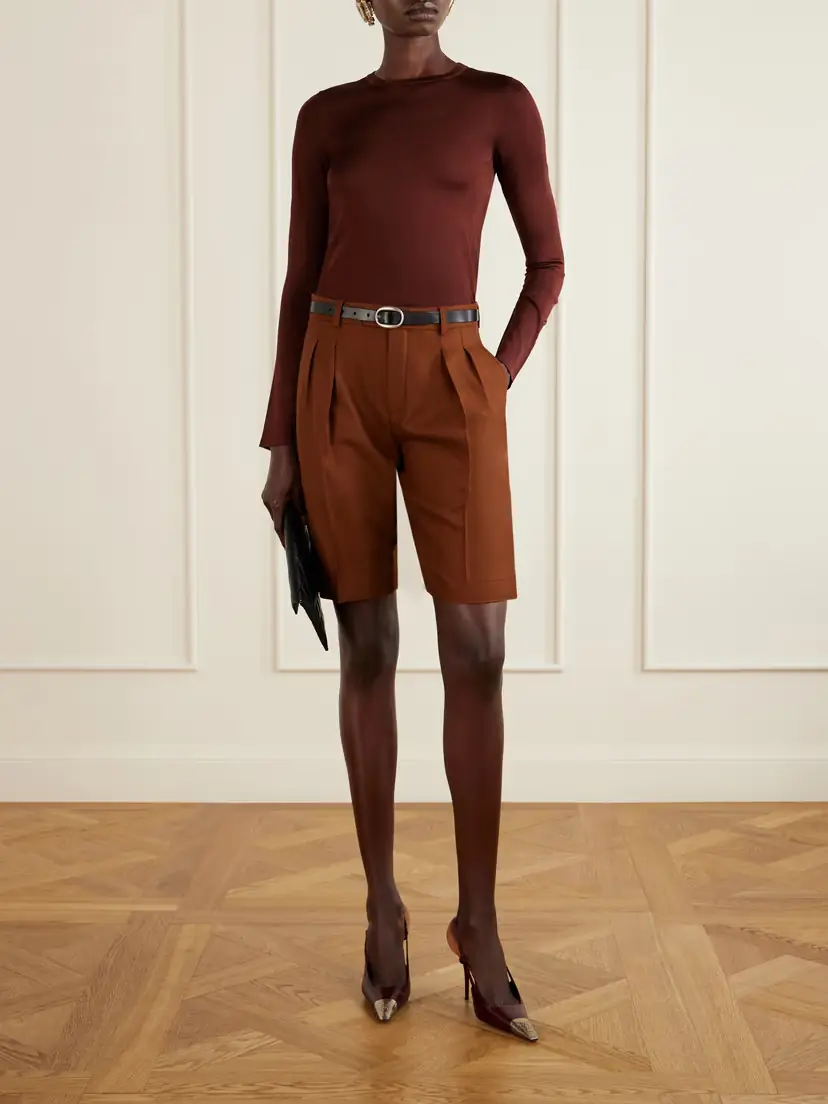 Saint Laurent Pleated Cashmere Shorts | Thumbnail 2