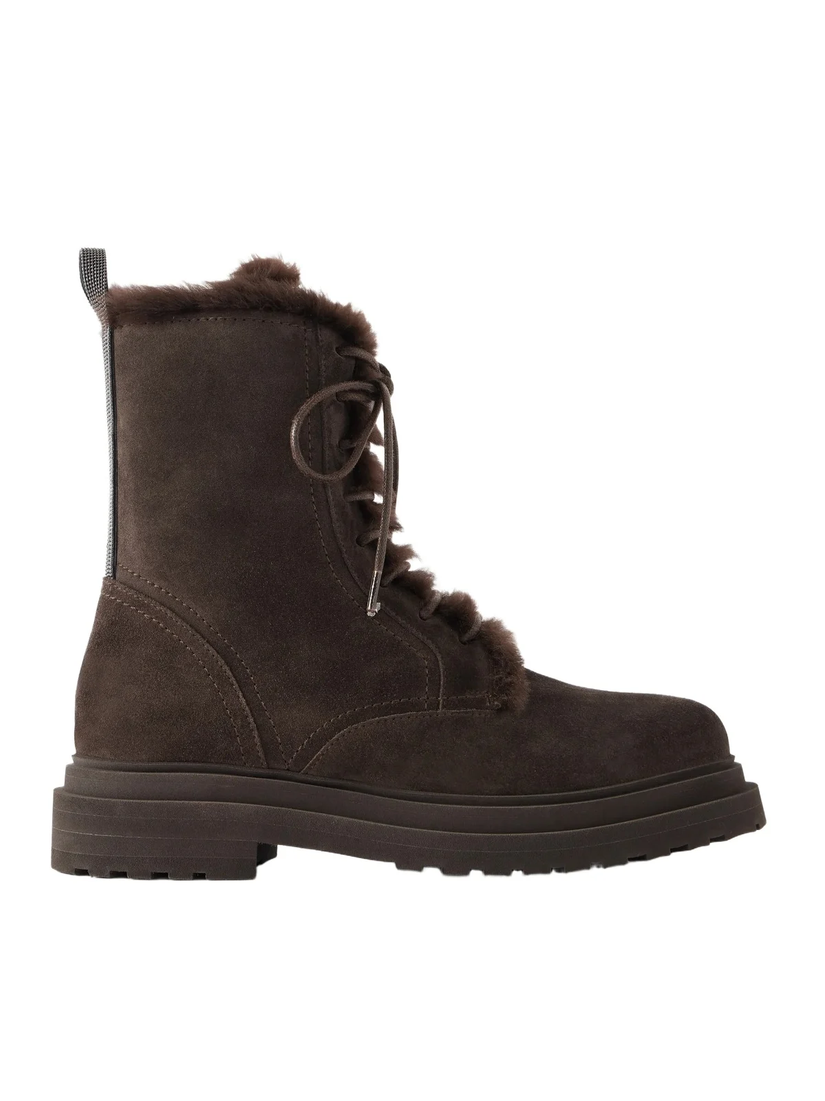 Bead-embellished Shearling-lined Suede Ankle Boots