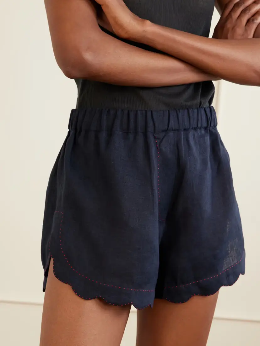 Vita Kin Gatsby Scalloped Broderie Anglaise-trimmed Linen Shorts | Thumbnail 5