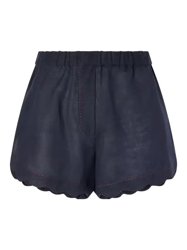 Vita Kin Gatsby Scalloped Broderie Anglaise-trimmed Linen Shorts