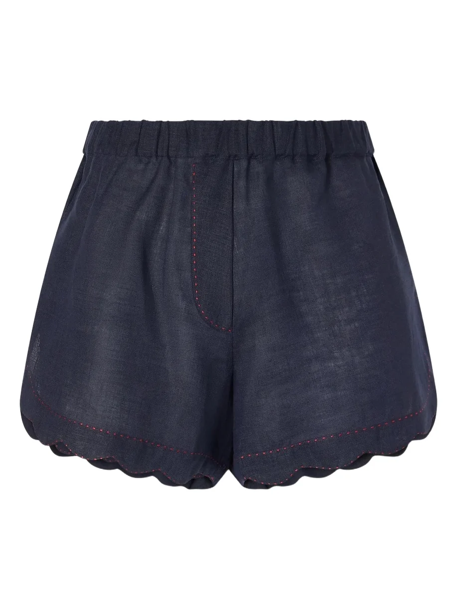 Vita Kin Gatsby Scalloped Broderie Anglaise-trimmed Linen Shorts