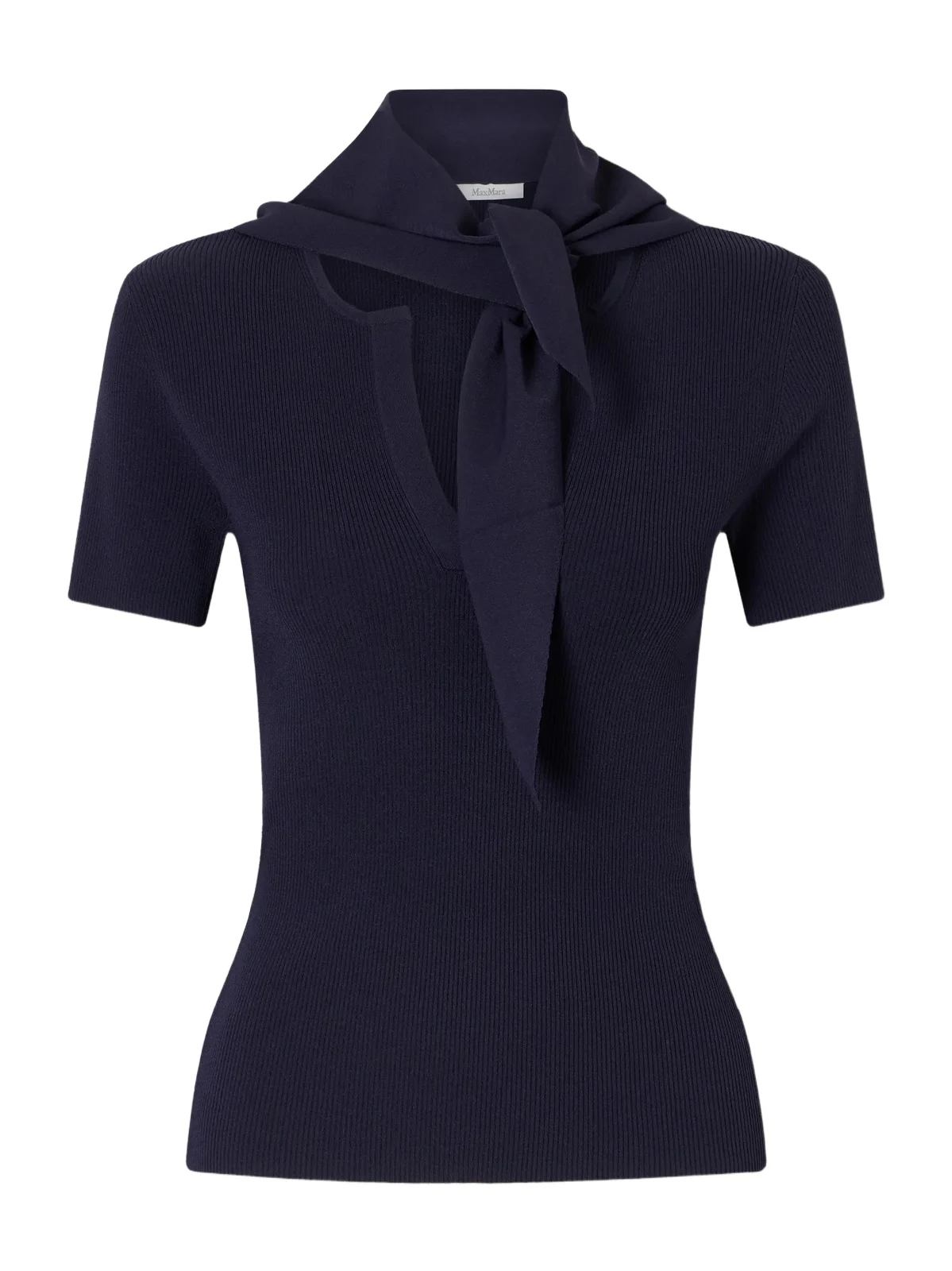 Max Mara Palmeti Tie-detailed Ribbed Jersey T-shirt