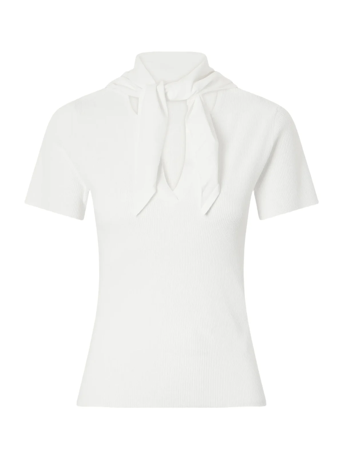 Max Mara Palmeti Tie-detailed Ribbed Jersey T-shirt