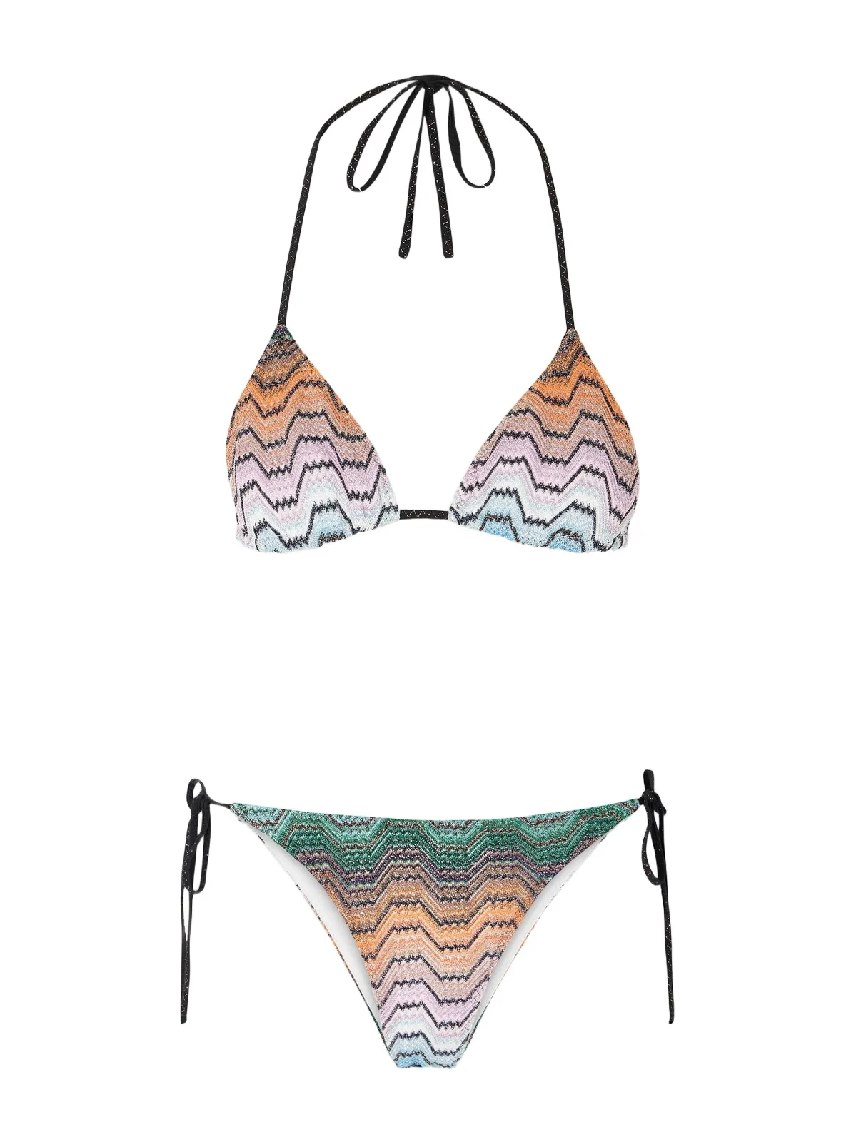Missoni Mare Striped Metallic Crochet-knit Triangle Bikini