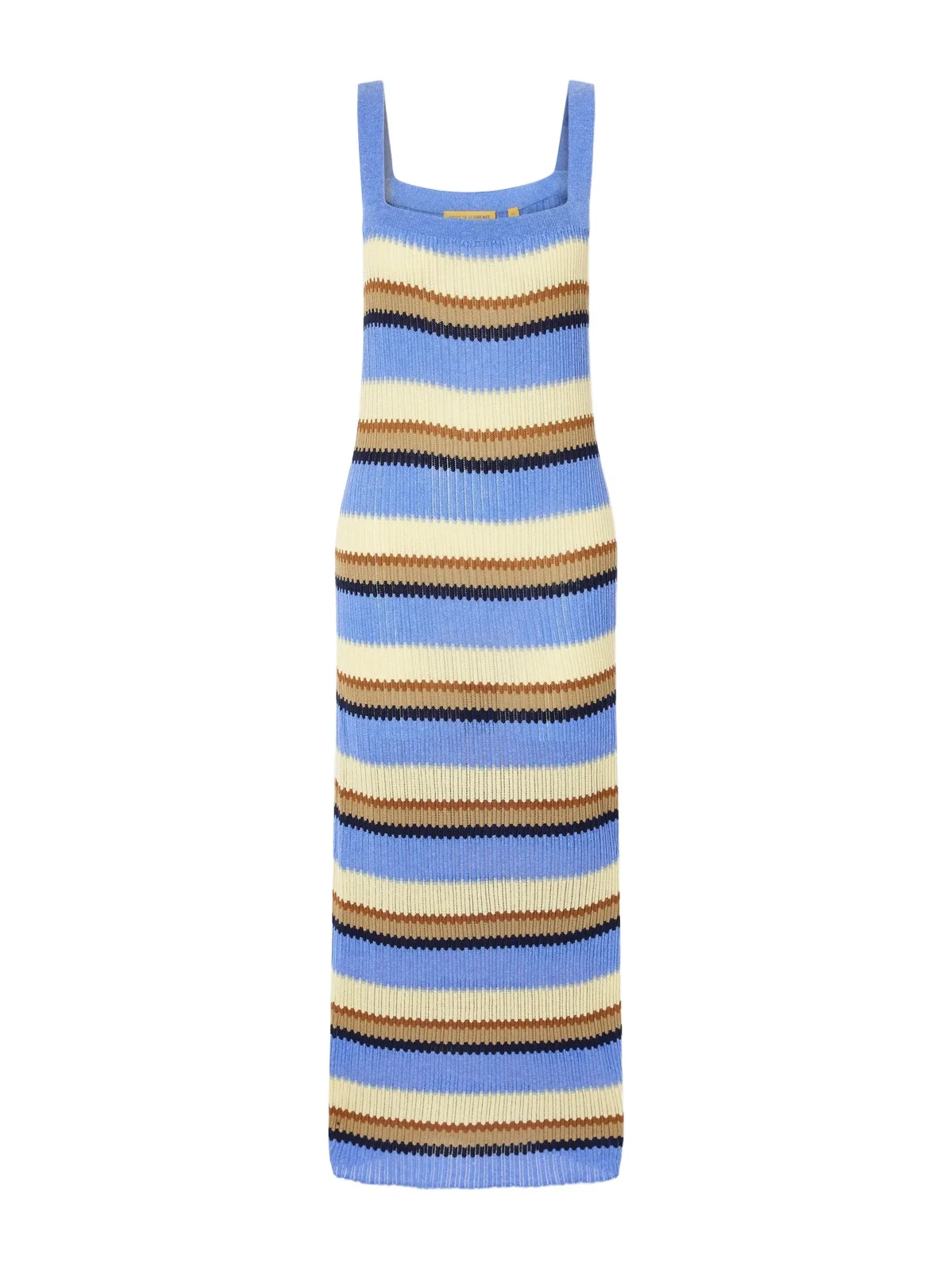 Guest In Residence Palazzo Striped Ribbed Silk And Linen-blend Midi Dress