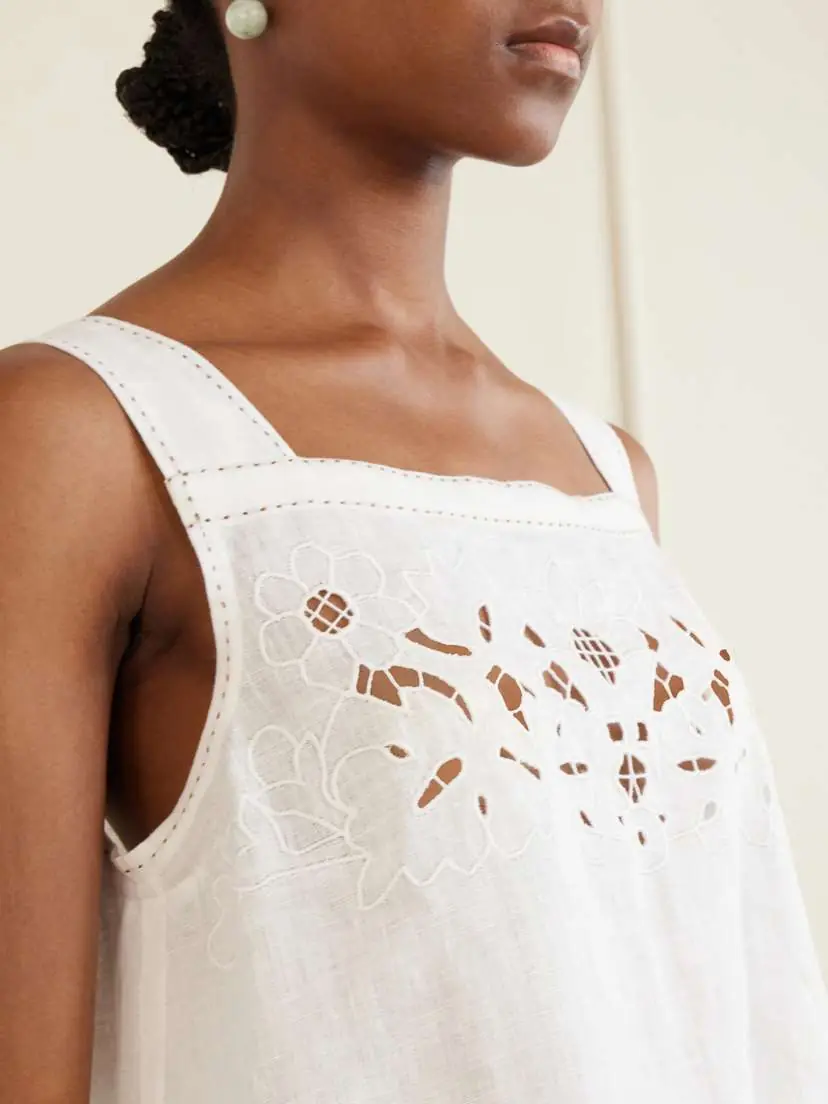 Vita Kin Galatea Broderie Anglaise-trimmed Linen Mini Dress | Thumbnail 4 Vita Kin Galatea Broderie Anglaise-trimmed Linen Mini Dress | Thumbnail 4