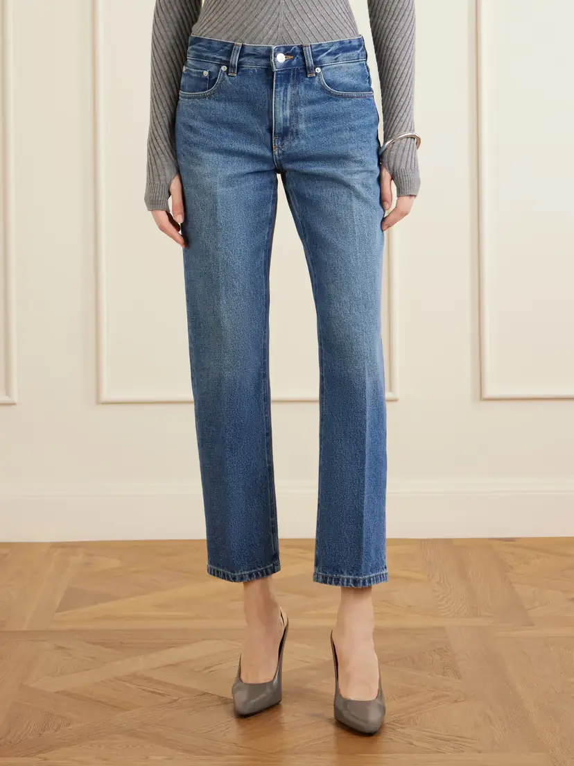 Victoria Beckham Leather-trimmed Low-waist Flared Jeans | Thumbnail 3