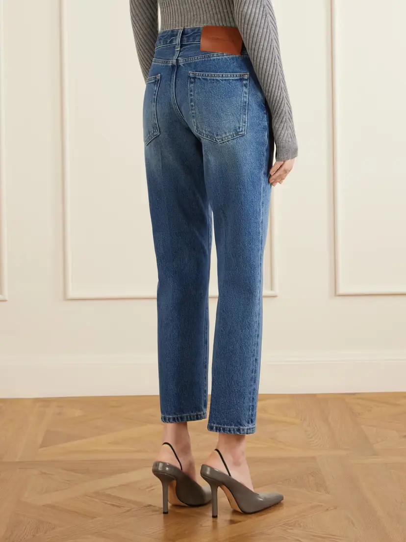 Victoria Beckham Leather-trimmed Low-waist Flared Jeans | Thumbnail 4